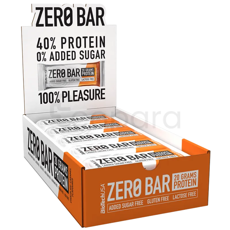 BIOTECHUSA ZERO BAR CHOCOLATE CARAMEL 50G BOITE DE 20 REFERENCE BZB03