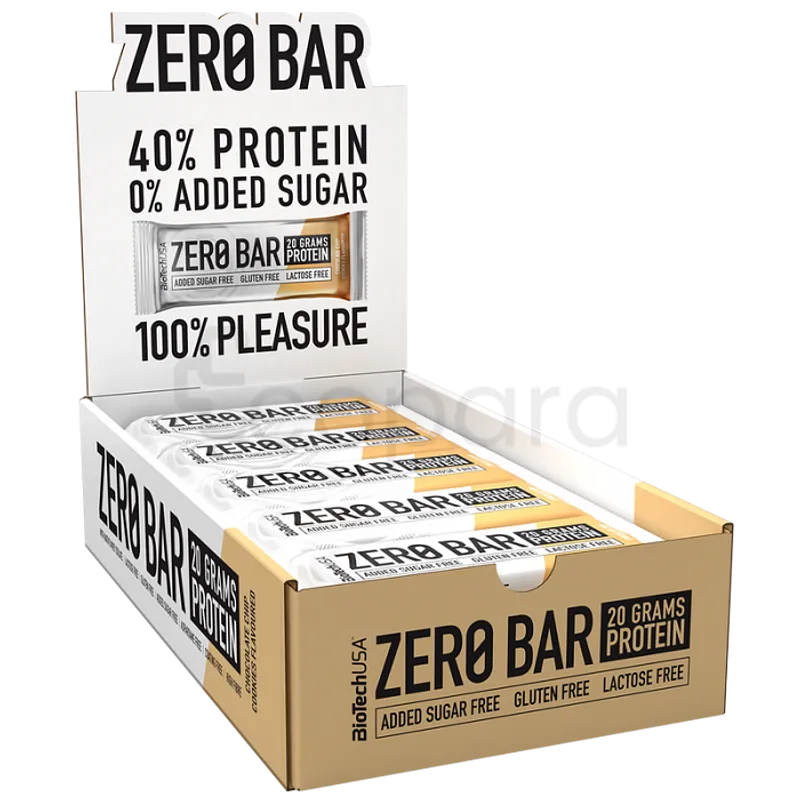 BIOTECHUSA ZERO BAR CHOCO CHIP COOKIES 50G BOITE DE 20 REFERENCE BZB02
