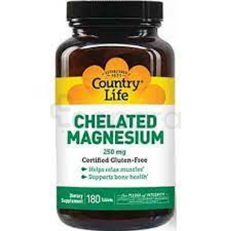 COUNTRY LIFE CHELATED MAGNESIUM 250MG GLUTEN FREE BOITE DE 180 COMPRIMES