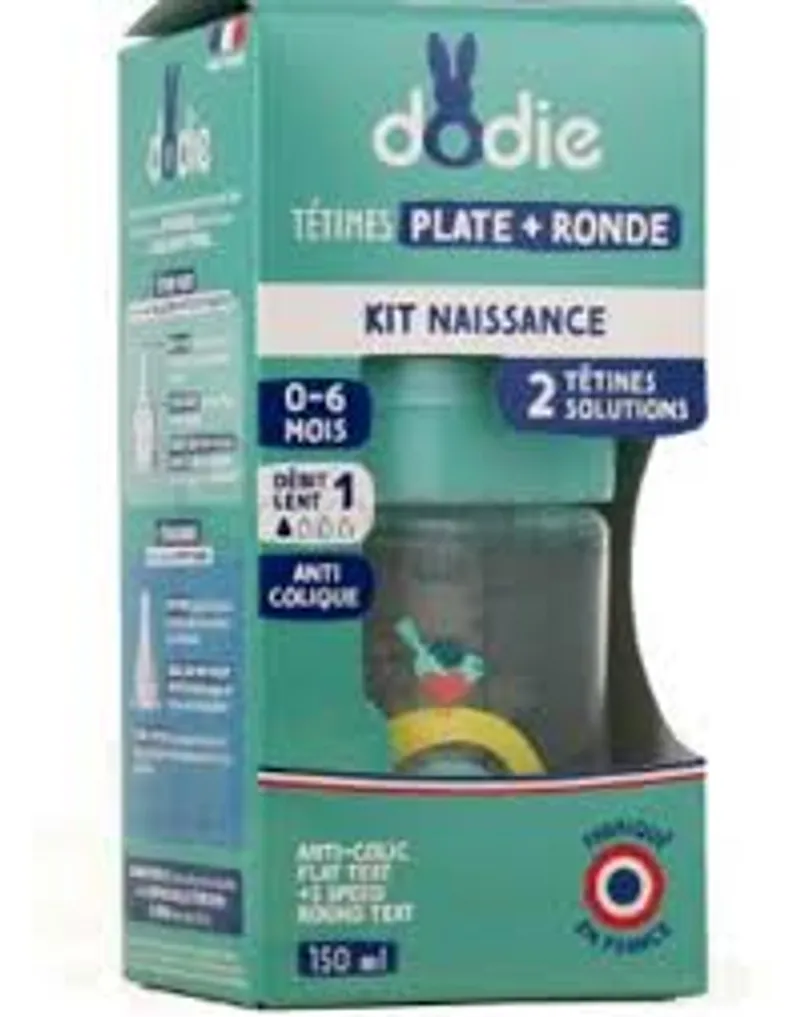DODIE PACK BIBERON SENSATION CACHE CACHE 0-6M 150ML TETINE PLATE + TETINE RONDE D1