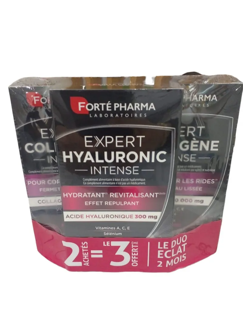FORTE PHARMA PACK EXPERT HYALURONIC INTENSE DUO ECLAT BOITE 300MG HYALURONIQUE + 2 BOITES COLLAGENE 10000MG