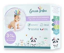 GREEN TRIBU COUCHES BEBES MIDI ECOLOGIQUES 0% CHLORE TAILLE 3 4-9KG BOITE DE 26