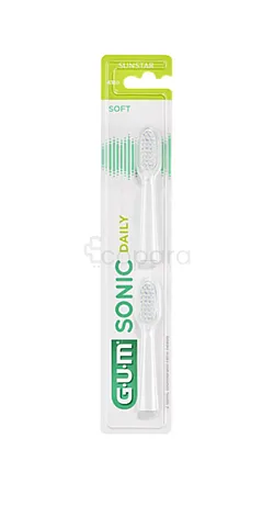GUM SONIC DAILY TETE DE BROSSE A DENTS SOUPLE BLANC BOITE DE 2 REFERENCE 4110