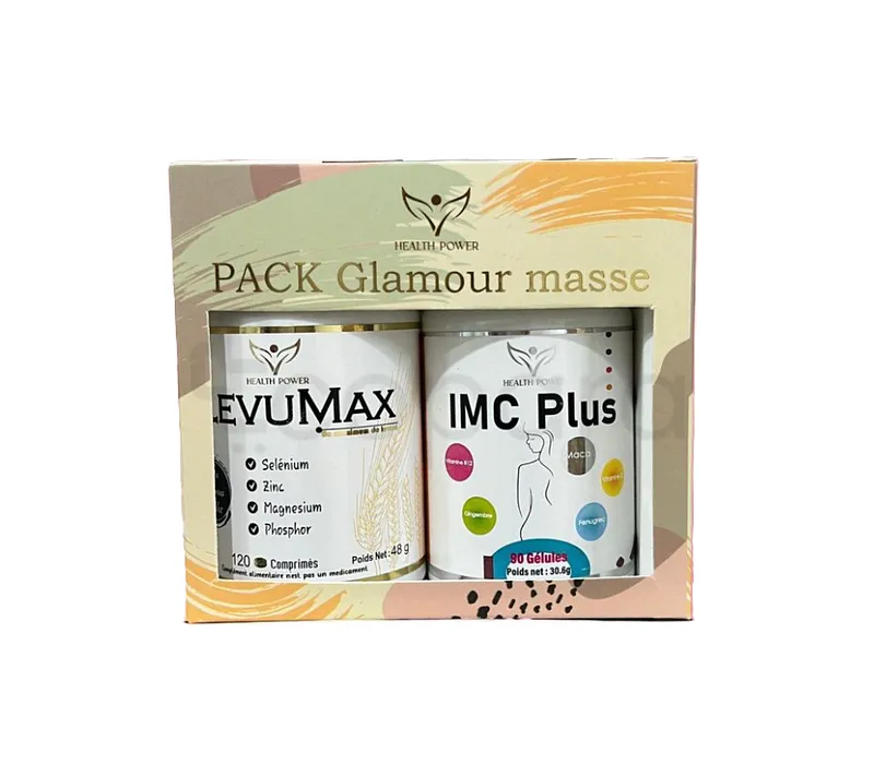 HEALTH POWER PACK GLAMOUR MASSE IMC PLUS BOITE DE 90 GELULES + LEVUMAX BOITE DE 120 GELULES