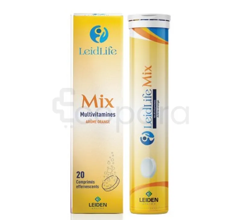 LEIDLIFE MIX MULTIVITAMINES GOUT ORANGE BOITE DE 20 COMPRIMES EFFERVESCENTS