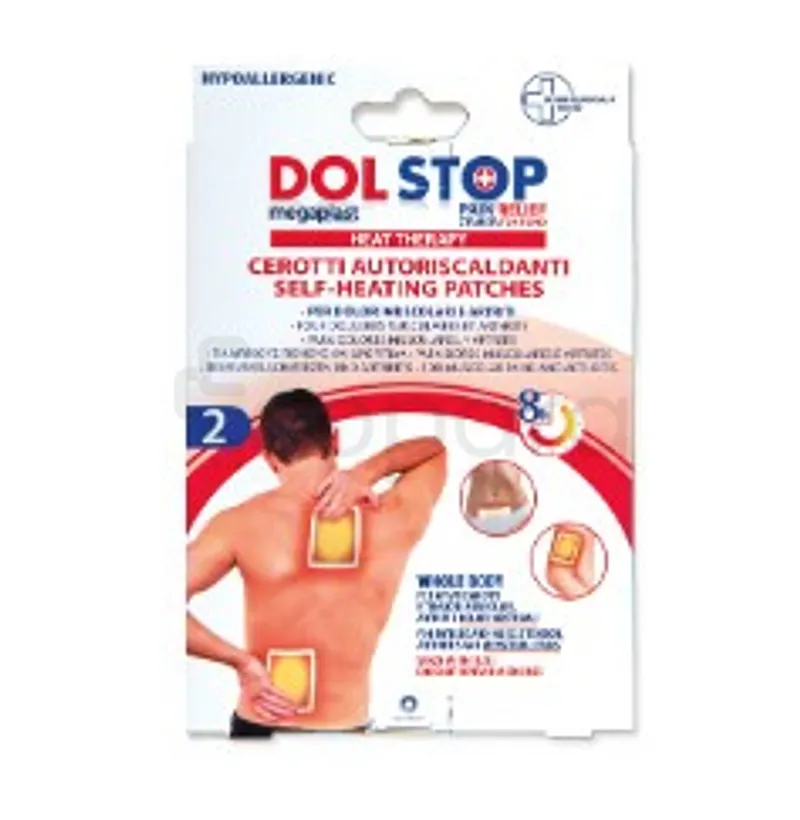 MEGAPLAST DOLSTOP PATCHS CHAUFFANTS DOULEURS MUSCULAIRES 10*13CM BOITE DE 2 REFERENCE 164096