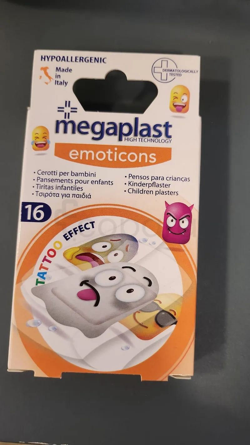 MEGAPLAST EMOTICONS TATTOO EFFECT PANSEMENTS POUR ENFANTS BOITE DE 16