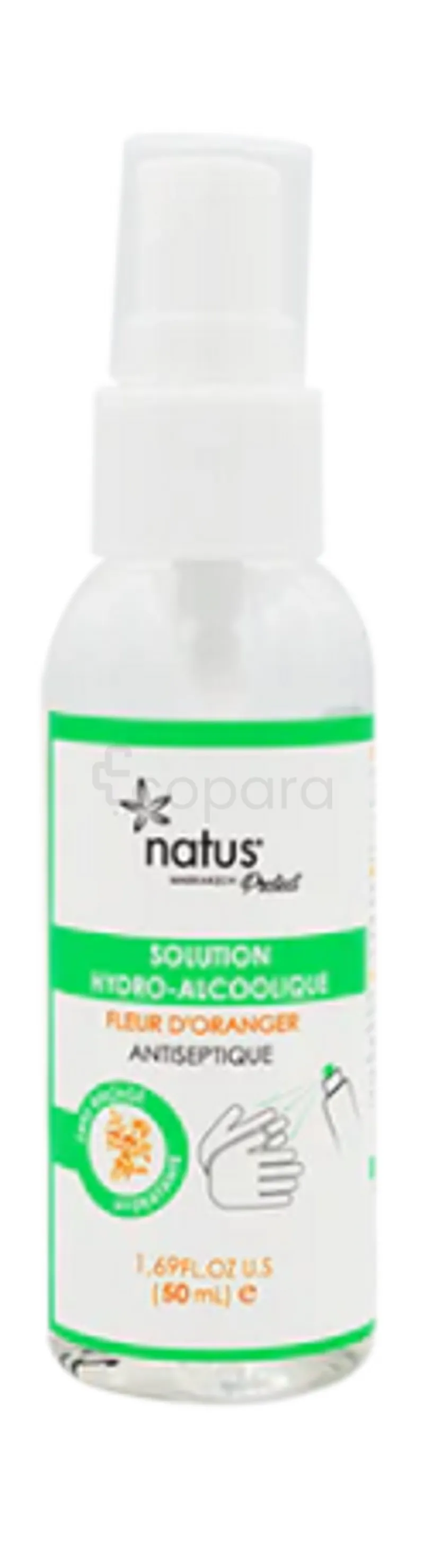 NATUS SOLUTION HYDROALCOOLIQUE FLEUR D'ORANGER 50ML