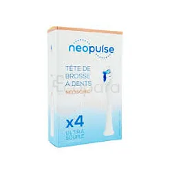 NEOSONIC NEOPULSE TETES DE BROSSE A DENTS ELECTRIQUE ULTRA SOUPLE BLANC BOITE DE 4