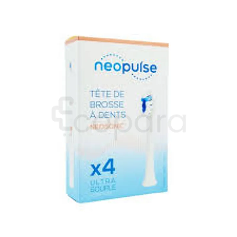NEOSONIC NEOPULSE TETES DE BROSSE A DENTS ELECTRIQUE ULTRA SOUPLE BLANC BOITE DE 4