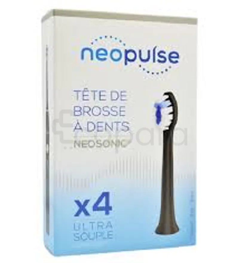 NEOSONIC NEOPULSE TETES DE BROSSE A DENTS ELECTRIQUE ULTRA SOUPLE NOIR BOITE DE 4 REFERENCE 012279