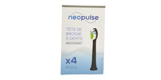 NEOSONIC NEOPULSE TETES DE BROSSE A DENTS ELECTRIQUE SOUPLE NOIR BOITE DE 4 REFERENCE 012278