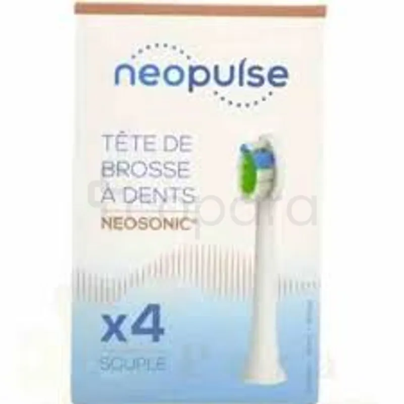 NEOSONIC NEOPULSE TETES DE BROSSE A DENTS ELECTRIQUE SOUPLE BLANC BOITE DE 4