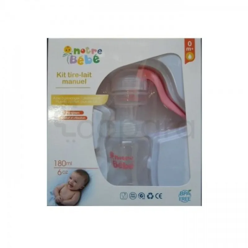 NOTRE BEBE TIRE LAIT MANUEL AVEC BIBERON 180ML GRAND MODELE REFERENCE C39A