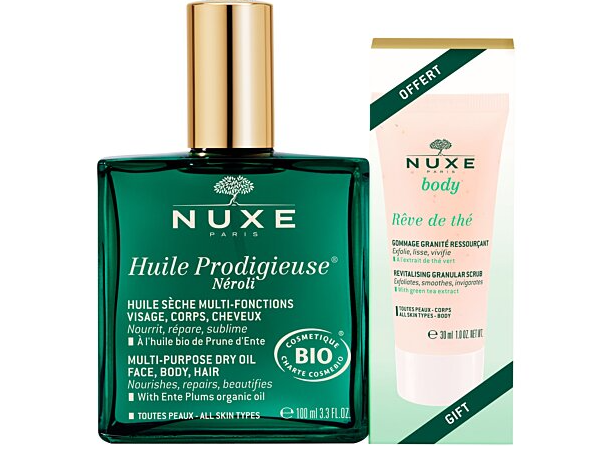 NUXE HUILE PRODIGIEUSE NEROLI 100ML + REVE DE THE GOMMAGE 30ML