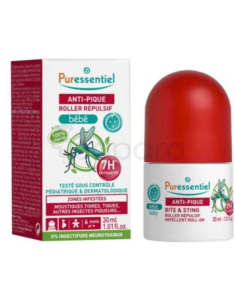 PURESSENTIEL ANTI-PIQUE ROLLER REPULSIF VISAGE ET CORPS BEBE 30ML