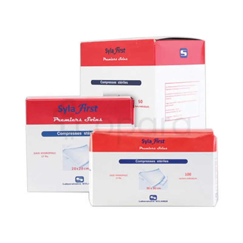 SYLAFIRST COMPRESSES DE GAZE STERILE 20*20CM BOITE DE 10 REFERENCE 122