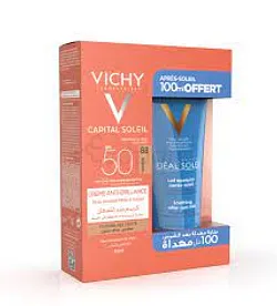 VICHY CAPITAL SOLEIL CREME ANTI-BRILLANCE TOUCHER SEC BB TEINTE 50ML + APRES SOLEIL 100ML
