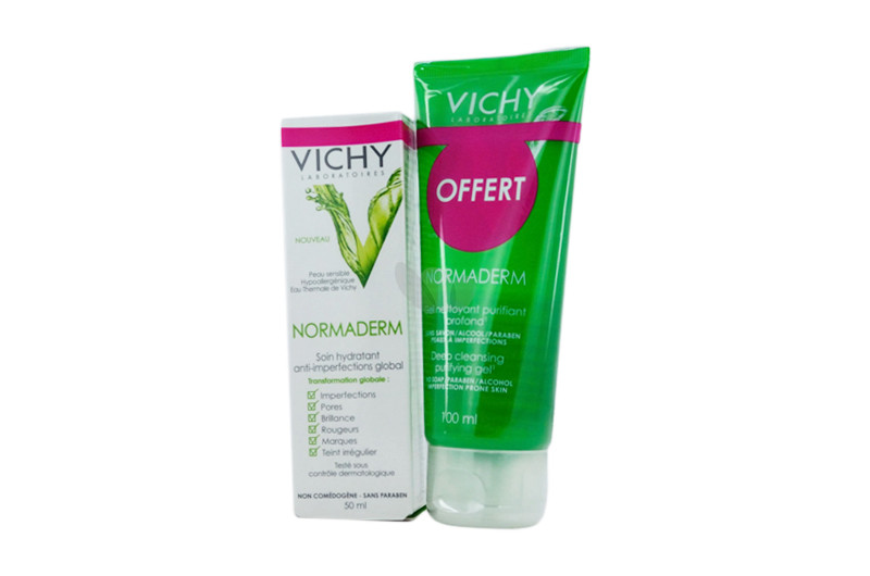 VICHY NORMADERM SOIN CORRECTEUR ANTI-IMPERFECTIONS HYDRATATION 24H 50ML + NORMADERM GEL NETTOYANT PURIFIANT 100ML OFFERT