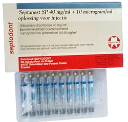 SEPTANEST 40MG/ML ADRENALINEE 1/100 BOITE DE 50 INJECTABLE