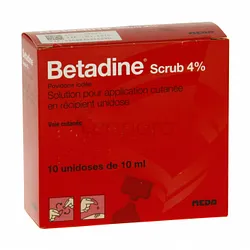 BETADINE SCRUB 4% ROUGE 10*10ML