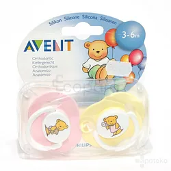 AVENT SUCETTES OURSONS SILICONE 3-6MOIS BOITE DE 2