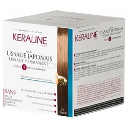 KERALINE KIT DE LISSAGE JAPONAIS INDICE1 LISSAGE PERMANENT CHEVEUX NORMAUX 70ML BOITE DE 3