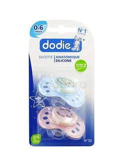DODIE SUCETTE ANATOMIQUE DUO NUIT LA TÊTE DANS LES ÉTOILES ROSES 0-6MOIS REFERENCE N32F