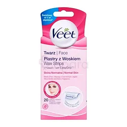 VEET BANDE DE CIRE POUR VISAGE PEAUX NORMALES BOITE DE 20