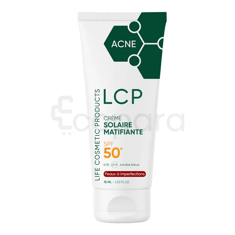 LCP LIFE COSMETIC PRODUCTS ACNE CREME SOLAIRE MATIFIANTE SPF50+ 75ML