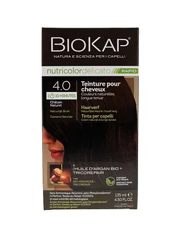 BIOKAP NUTRICOLOR DELICATO NUMERO 4.0 CHATAIN NATUREL RAPIDE 10 MINUTES 135ML
