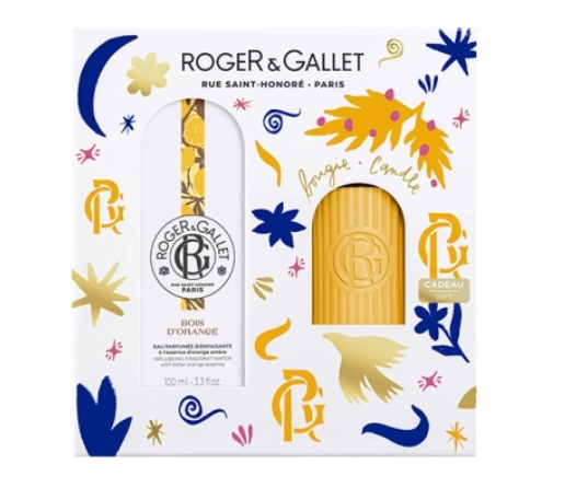 ROGER ET GALLET COFFRET BOIS D'ORANGE COFFRET EAU PARFUMEE BIENFAISANTE 100ML + BOUGIE PARFUMÉE 75G OFFERTE