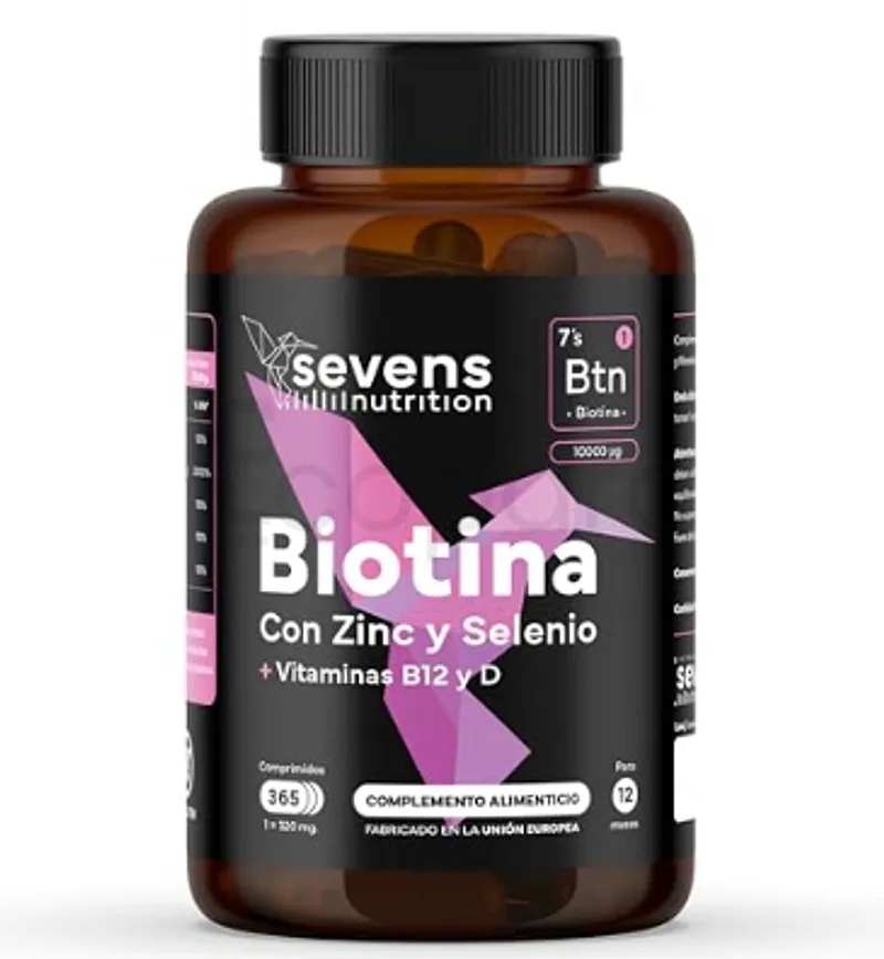 7 SEVENS NUTRITION BIOTINA CON ZINC + SELENIO + VITAMINE B12 + VITAMINE D BOITE DE 365 COMPRIMES