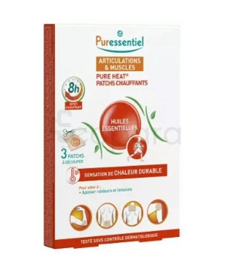 PURESSENTIEL ARTICULATIONS ET MUSCLES PATCHS CHAUFFANTS 14 HUILES ESSENTIELLES BOITE DE 3
