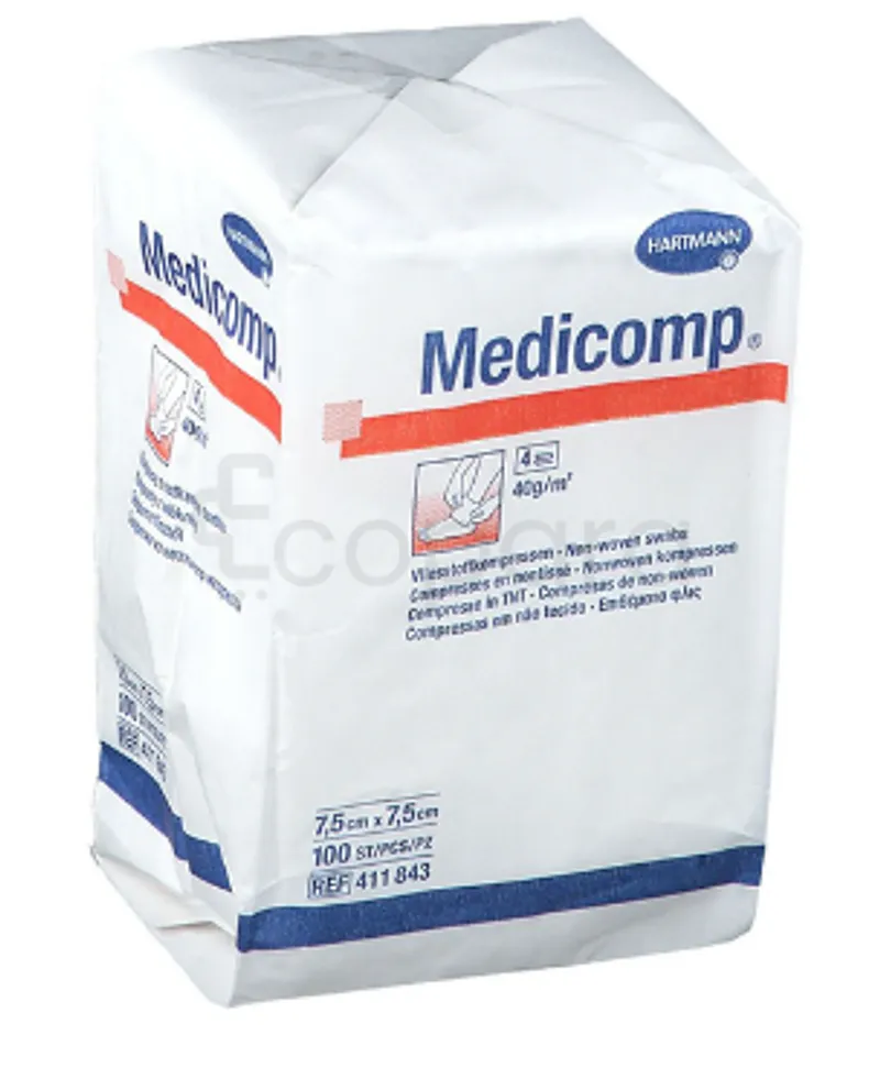 HARTMANN MEDICOMP COMPRESSES NON TISSEES NON STERLES 7.5CM*7.5CM BOITE DE 100 REFERENCE 411843