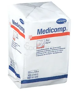 HARTMANN MEDICOMP COMPRESSES NON TISSEES NON STERLES 7.5CM*7.5CM BOITE DE 100 REFERENCE 411843