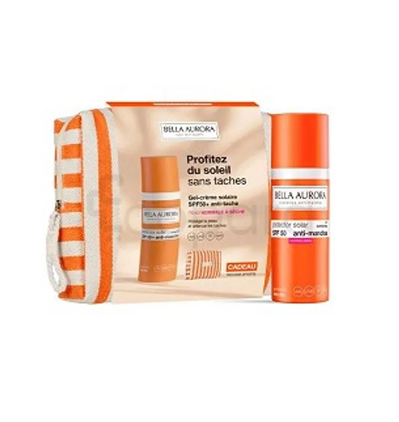 BELLA AURORA PACK ECRAN SOLAIRE PEAUX NORMALES A SECHES SPF50+ 50ML + TROUSSE ORANGE OFFERTE