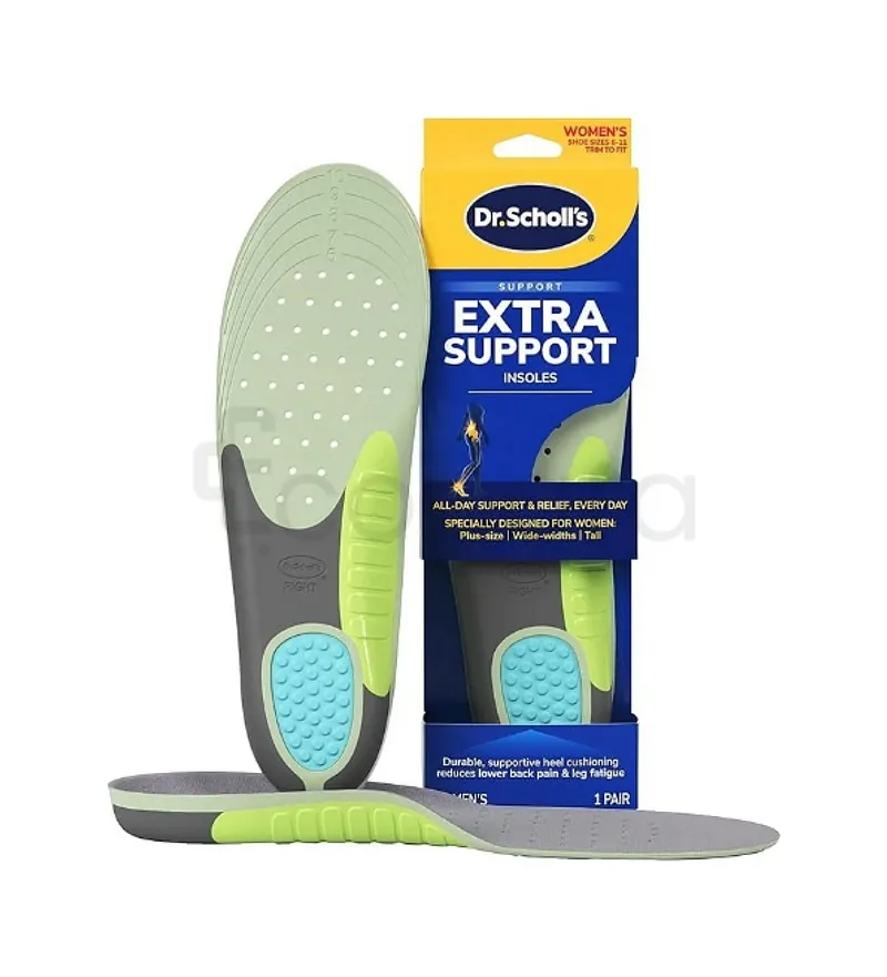 DR SCHOLL'S EXTRA SUPPORT INSOLES WOMEN'S TAILLE 6-11 BOITE DE 1 PAIRE