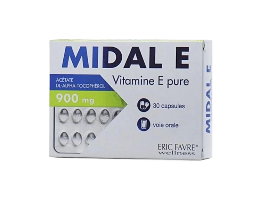 MIDAL E VITAMINE E PURE BOITE DE 30 CAPSULES