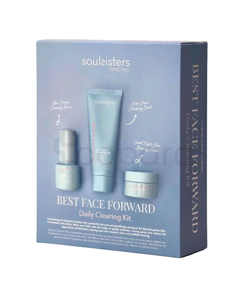 SOUL SISTERS SKINCARE CLEAR DAYS AHEAD BEST FACE FORWARD DAILY CLEARING KIT