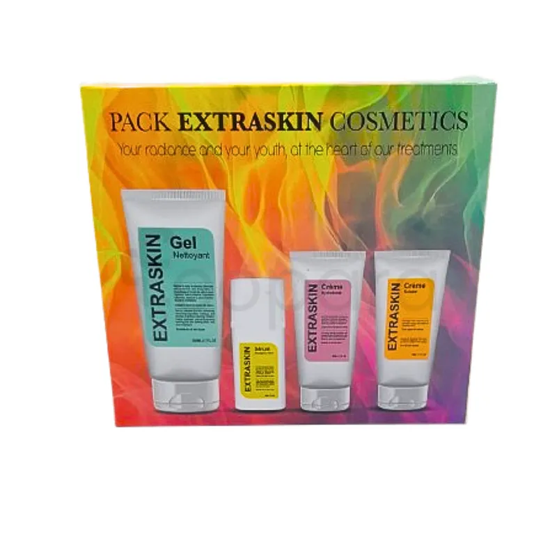 EXTRASKIN COSMETICS PACK GEL NETTOYANT 200ML + SERUM DEPIGMENTANT + CREME SOLAIRE 50ML + CREME HYDRATANTE 50ML