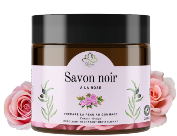 LOTUS BIO SAVON NOIR A LA ROSE 250G