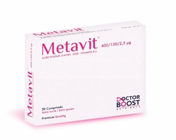 METAVIT ACIDE FOLIQUE-IODE-VIT B12 BOITE DE 30 COMPRIMES