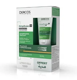 VICHY DERCOS SHAMPOOING ANTI-PELLICULAIRE DS CHEVEUX SECS + SHAMPOOING FORMAT VOYAGE OFFERT 50ML