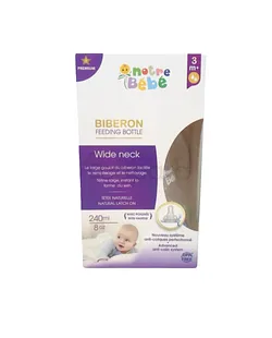 NOTRE BEBE BIBERON WIDE NECK AVEC POIGNEE 240ML REFERENCE NB309