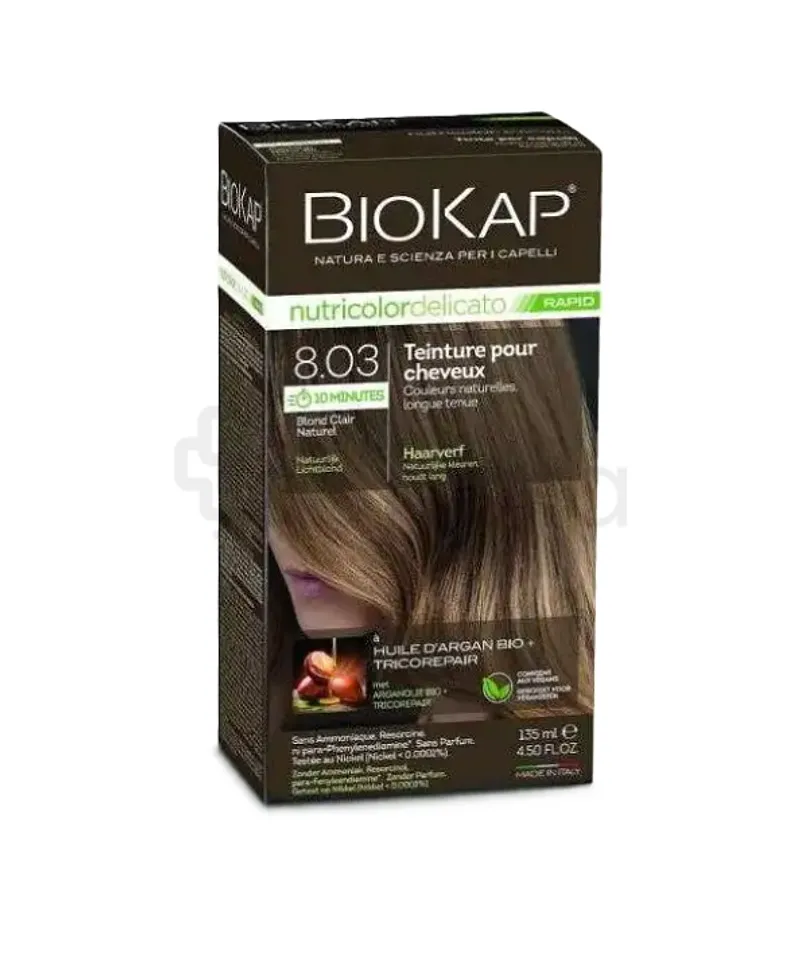 BIOKAP NUTRICOLOR DELICATO RAPID NUMERO 8.03 BLOND CLAIR NATUREL