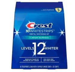 CREST 3D WHITE STRIPS LEVELS 12 WHITER 1 HOUR EXPRESS BOITE DE 20 STRIPS 10 TREATMENTS