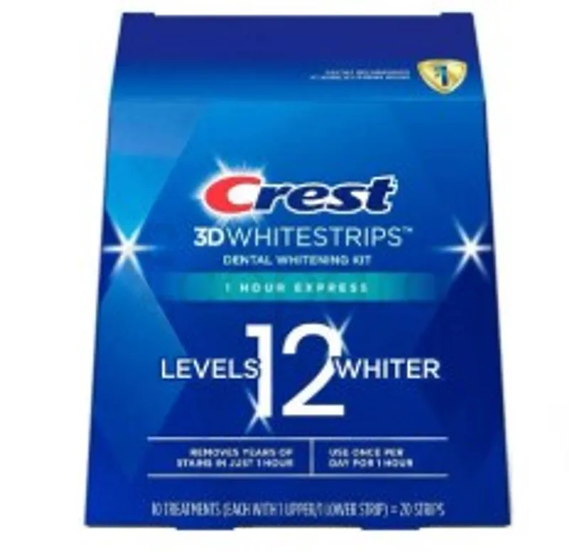 CREST 3D WHITE STRIPS LEVELS 12 WHITER 1 HOUR EXPRESS BOITE DE 20 STRIPS 10 TREATMENTS