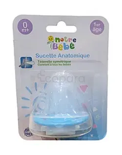 NOTRE BEBE SUCETTE ANATOMIQUE RONDE 1ER AGE BLEU REFERENCE NB023