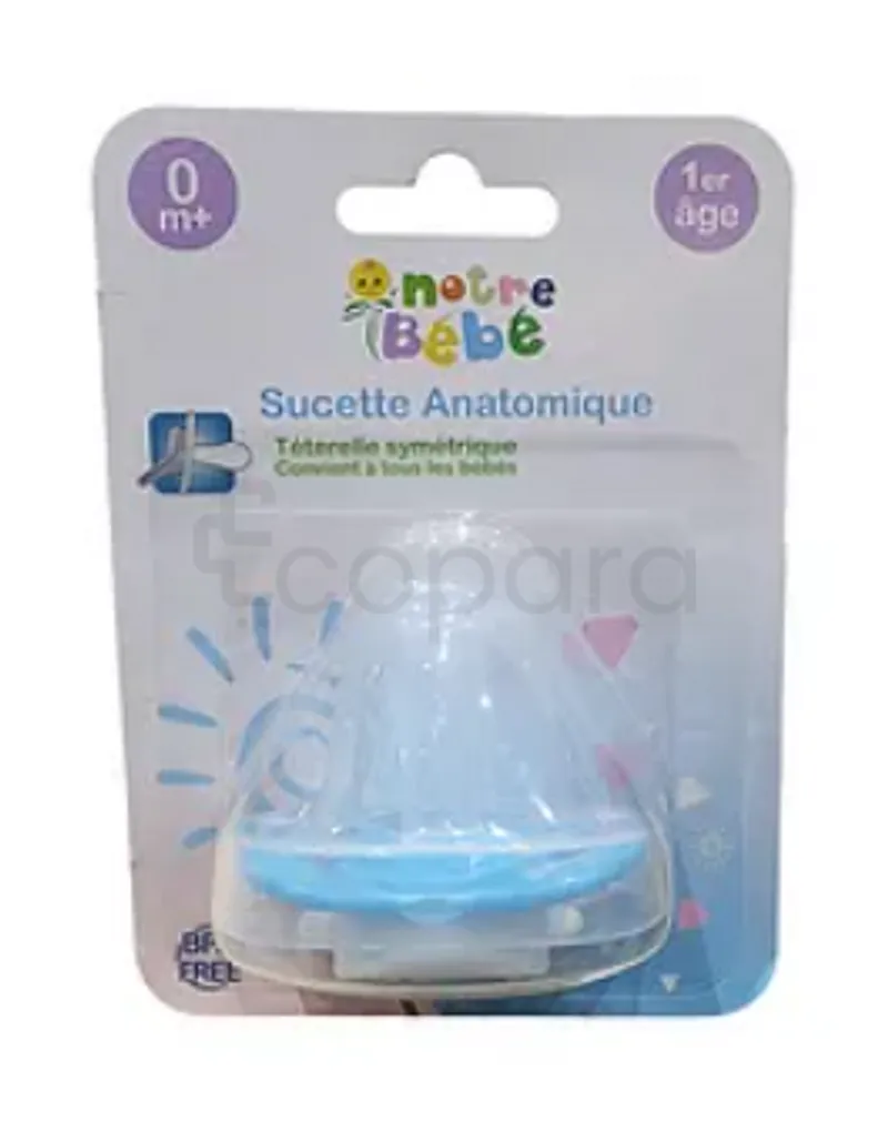NOTRE BEBE SUCETTE ANATOMIQUE RONDE 1ER AGE BLEU REFERENCE NB023